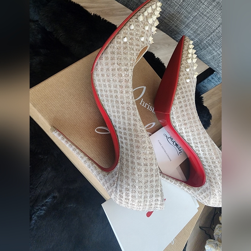 Authentic Christian Louboutin Gold Spiked Heels